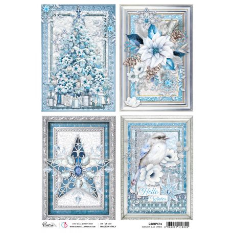 Ciao Bella Elegance of Blue Rizspapír A4 Elegant Blue Cards Rice Paper (1 ív)