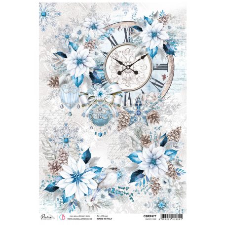 Ciao Bella Elegance of Blue Rizspapír A4 Snowy Time Rice Paper (1 ív)