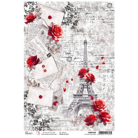 Ciao Bella Paris Je t'aime Rizspapír A4 Letters from Paris Rice Paper (1 ív)