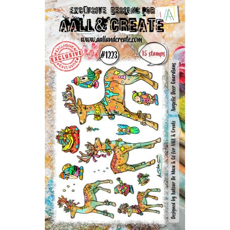 AALL & CREATE Szilikonbélyegző A6 - Angelic Deer Guardians - Stamp Set (1 db)