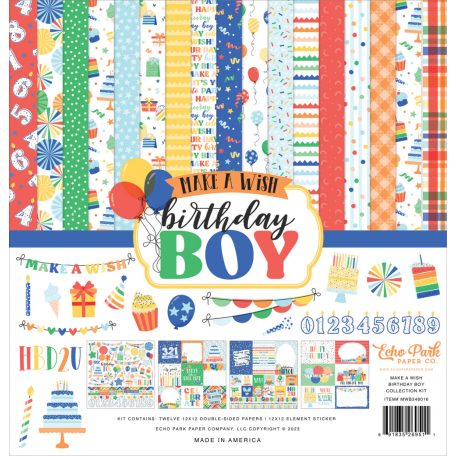 Echo Park Make A Wish Birthday Boy Scrapbook papírkészlet 12" (30 cm) Collection Kit (1 csomag)