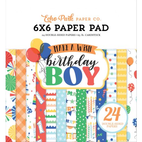 Echo Park Make A Wish Birthday Boy Scrapbook papírkészlet 6" (15 cm) Paper Pack (24 lap)