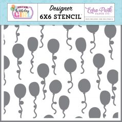   Echo Park Make A Wish Birthday Girl Party Balloons Stencil 6" (15 cm) Designer Stencil (1 db)