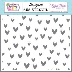   Echo Park Make A Wish Birthday Girl Birthday Love Hearts Stencil 6" (15 cm) Designer Stencil (1 db)