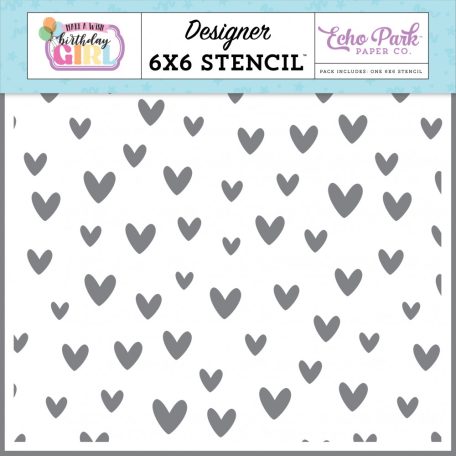 Echo Park Make A Wish Birthday Girl Birthday Love Hearts Stencil 6" (15 cm) Designer Stencil (1 db)