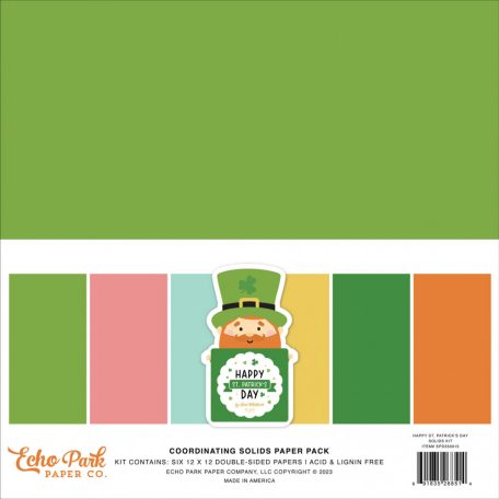 Echo Park Happy St. Patrick's Day Papírkészlet 12" (30 cm) Coordinating Solids Paper Pack (6 lap)