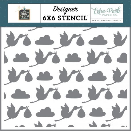 Echo Park Special Delivery Baby Boy Stork Delivery Stencil 6" (15 cm) Designer Stencil (1 db)