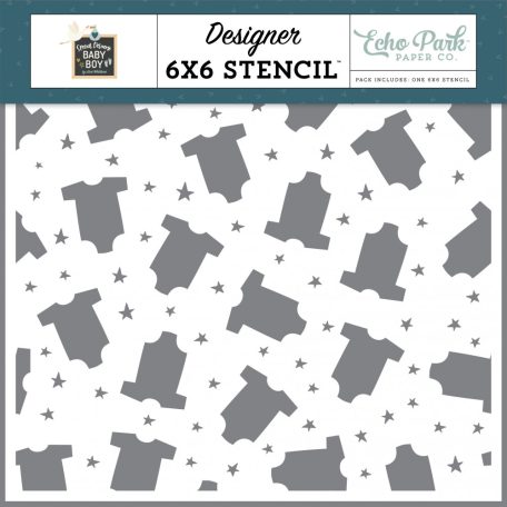 Echo Park Special Delivery Baby Boy Cute Little Outfit Stencil 6" (15 cm) Designer Stencil (1 db)