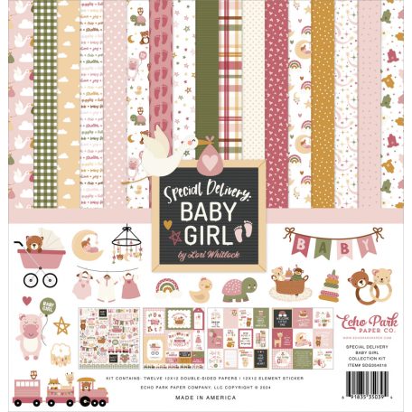 Echo Park Special Delivery Baby Girl Scrapbook papírkészlet 12" (30 cm) Collection Kit (1 csomag)