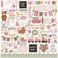   Echo Park Special Delivery Baby Girl Matrica 12" (30 cm) Cardstock Stickers (1 ív)