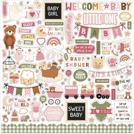 Echo Park Special Delivery Baby Girl Matrica 12" (30 cm) Cardstock Stickers (1 ív)