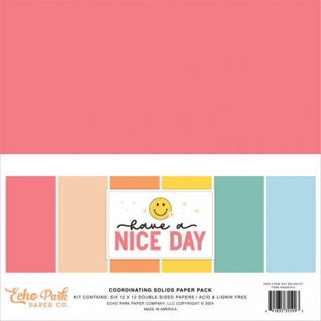 Echo Park Have A Nice Day Papírkészlet 12" (30 cm) Coordinating Solids Paper Pack (6 lap)