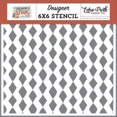   Echo Park Let's Take The Trip Checkerboard Stencil 6" (15 cm) Designer Stencil (1 db)