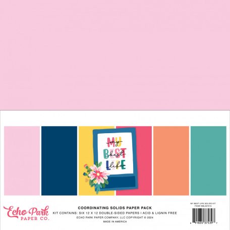 Echo Park My Best Life Papírkészlet 12" (30 cm) Coordinating Solids Paper Pack (6 lap)