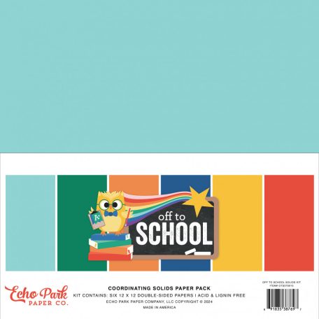 Echo Park Off To School Papírkészlet 12" (30 cm) Coordinating Solids Paper Pack (6 lap)