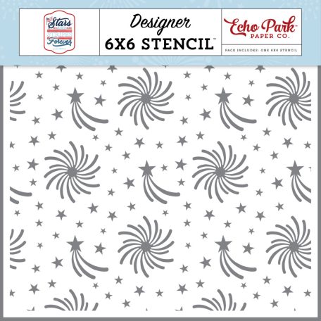 Echo Park Stars And Stripes Forever Firework Sky Stencil 6" (15 cm) Designer Stencil (1 db)