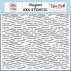   Echo Park Stars And Stripes Forever Waving Lines Stencil 6" (15 cm) Designer Stencil (1 db)