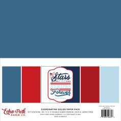   Echo Park Stars And Stripes Forever Papírkészlet 12" (30 cm) Coordinating Solids Paper Pack (6 lap)