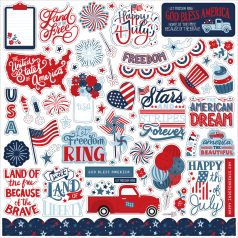   Echo Park Stars And Stripes Forever Matrica 12" (30 cm) Cardstock Stickers (1 ív)