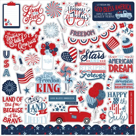 Echo Park Stars And Stripes Forever Matrica 12" (30 cm) Cardstock Stickers (1 ív)