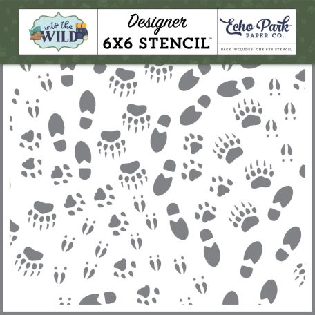 Echo Park Into The Wild Trail Tracks Stencil 6" (15 cm) Designer Stencil (1 db)