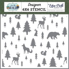   Echo Park Into The Wild Camping Creatures Stencil 6" (15 cm) Designer Stencil (1 db)