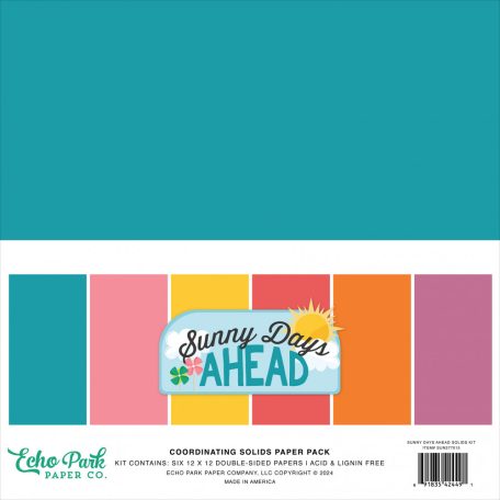 Echo Park Sunny Days Ahead Papírkészlet 12" (30 cm) Coordinating Solids Paper Pack (6 lap)