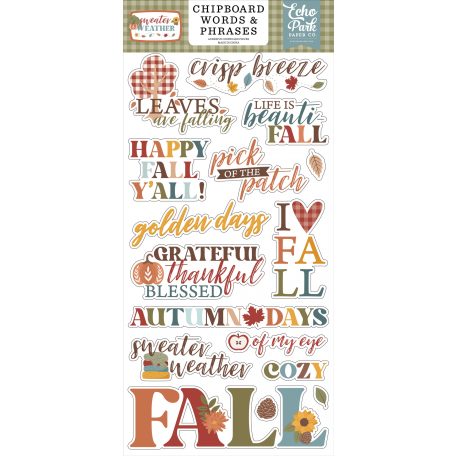 Echo Park Sweater Weather Chipboard 6"X12" Chipboard Phrases (1 ív)