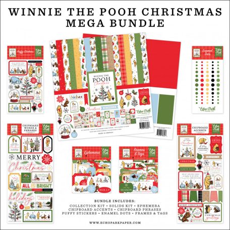 Echo Park Winnie The Pooh Christmas Scrapbook alkotócsomag 12" (30 cm) Mega Bundle (1 csomag)