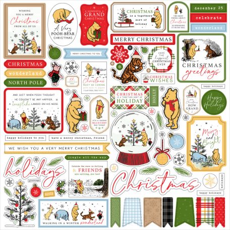 Echo Park Winnie The Pooh Christmas Matrica 12" (30 cm) Cardstock Stickers (1 ív)