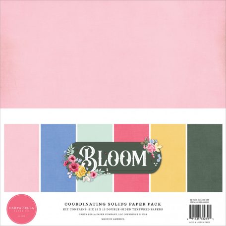 Carta Bella Bloom Papírkészlet 12" (30 cm) Coordinating Solids Paper Pack (6 lap)