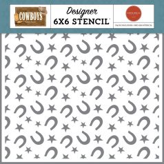   Carta Bella Cowboys Horseshoe And Stars Stencil 6" (15 cm) Designer Stencil (1 db)