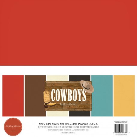 Carta Bella Cowboys Papírkészlet 12" (30 cm) Coordinating Solids Paper Pack (6 lap)