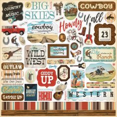   Carta Bella Cowboys Matrica 12" (30 cm) Cardstock Stickers (1 ív)