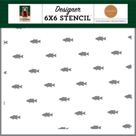 Carta Bella Gone Fishing Eat Sleep Fish Repeat Stencil 6" (15 cm) Designer Stencil (1 db)