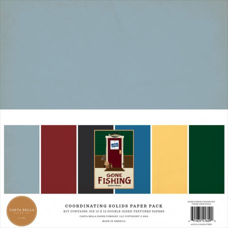 Carta Bella Gone Fishing Papírkészlet 12" (30 cm) Coordinating Solids Paper Pack (6 lap)