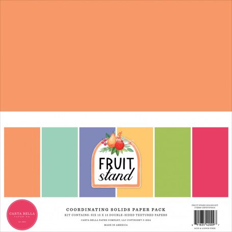 Carta Bella Fruit Stand Papírkészlet 12" (30 cm) Coordinating Solids Paper Pack (6 lap)