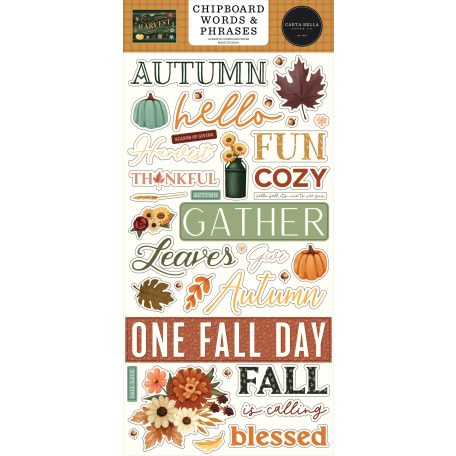 Carta Bella Harvest Chipboard 6"X12" Chipboard Phrases (1 ív)