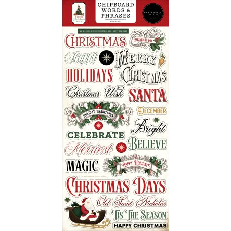 Carta Bella A Vintage Christmas Chipboard 6"X12" Chipboard Phrases (1 ív)