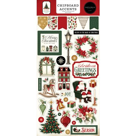 Carta Bella A Vintage Christmas Chipboard 6"X12" Chipboard Accents (1 ív)