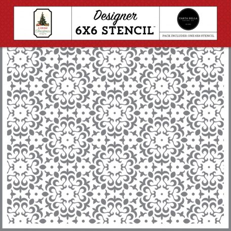 Carta Bella A Vintage Christmas Vintage Damask Stencil 6" (15 cm) Designer Stencil (1 db)