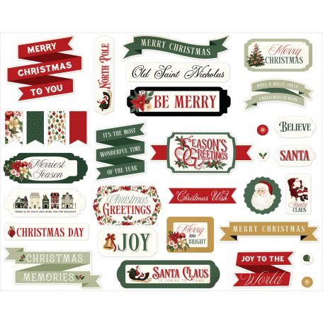 Carta Bella A Vintage Christmas Kivágatok Titles & Phrases (1 csomag)