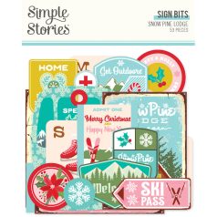   Simple Stories Snow Pine Lodge Kivágatok Sign Bits & Pieces 1 csomag