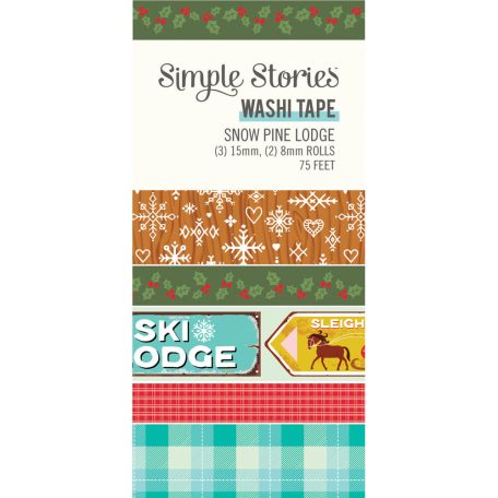 Simple Stories Snow Pine Lodge Dekorációs ragasztószalag Washi Tape 5 db