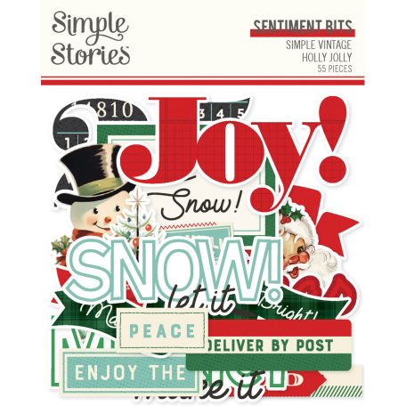 Simple Stories Simple Vintage Holly Jolly Kivágatok Sentiment Bits & Pieces 1 csomag