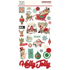   Simple Stories Simple Vintage Holly Jolly Chipboard matrica Chipboard Stickers  1 ív