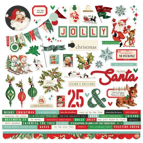 Simple Stories Simple Vintage Holly Jolly Matrica Cardstock Stickers 12" (30 cm) 1 ív