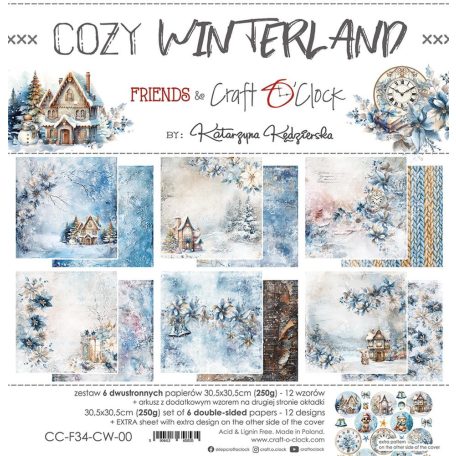 Craft O'Clock Scrapbook papírkészlet 12" (30 cm) Cozy Winterland Paper Collection Set (6 ív)