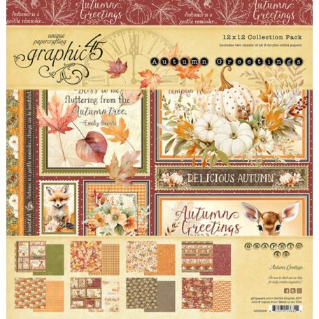 Graphic 45 Autumn Greetings Scrapbook papírkészlet 12" (30 cm) Collection Pack (16 lap)