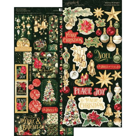 Graphic 45 Merry & Bright Matrica Cardstock Sticker Set (2 ív)